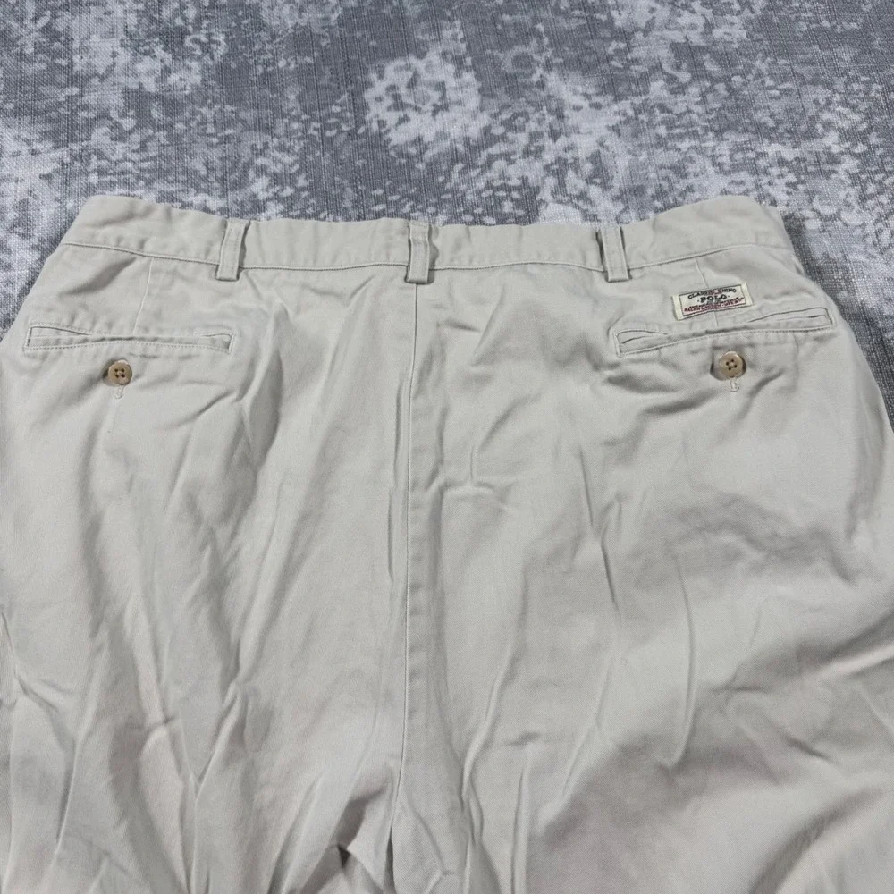 Polo Ralph Lauren Andrew Pant Mens 40x32 Khaki Tan Pleated Chino Cotton Trousers